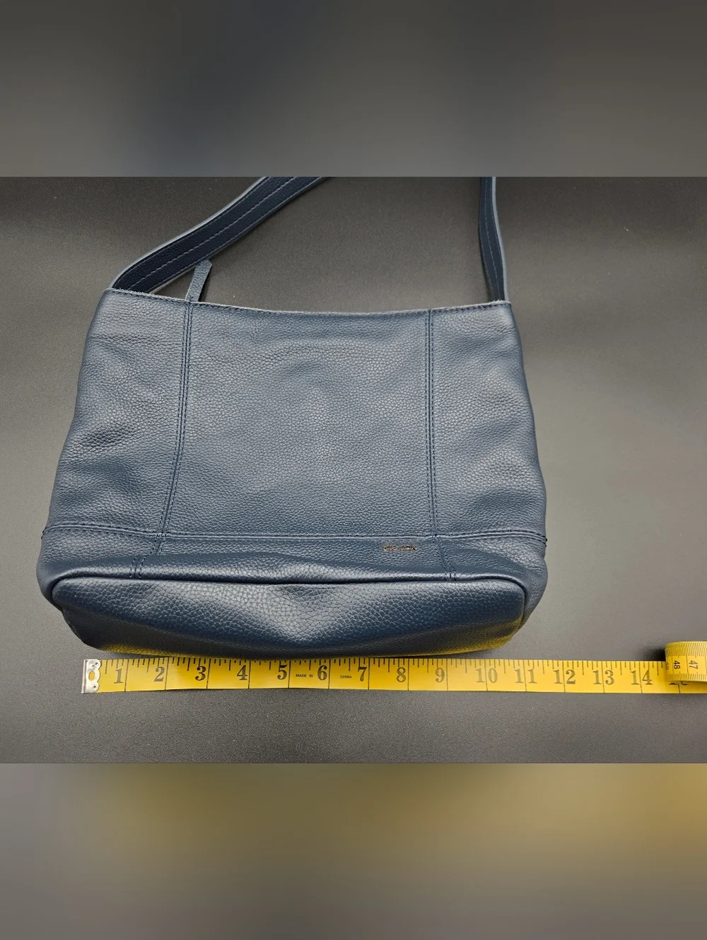 The Sak Navy Blue Pebbled Leather Shoulder Bag - Minimalist Hobo